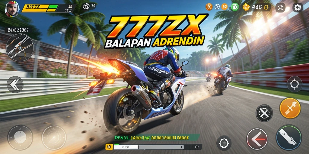 Tampilan menarik gameplay balapan motor yang menegangkan.