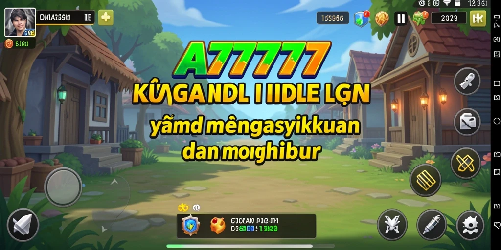 Tampilan utama A7777 menampilkan gameplay Idle yang menarik dan penuh warna.