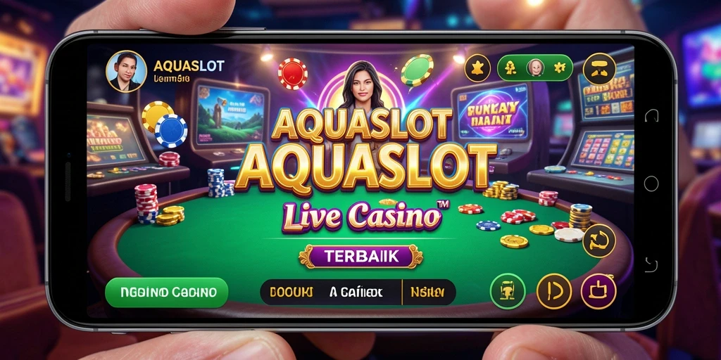 Screenshot menampilkan dealer langsung dan permainan seru di AQUASLOT.