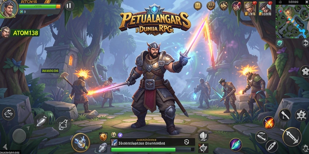 Tampilan gameplay ATOM138 menampilkan pertarungan seru dan eksplorasi dunia fantastis.