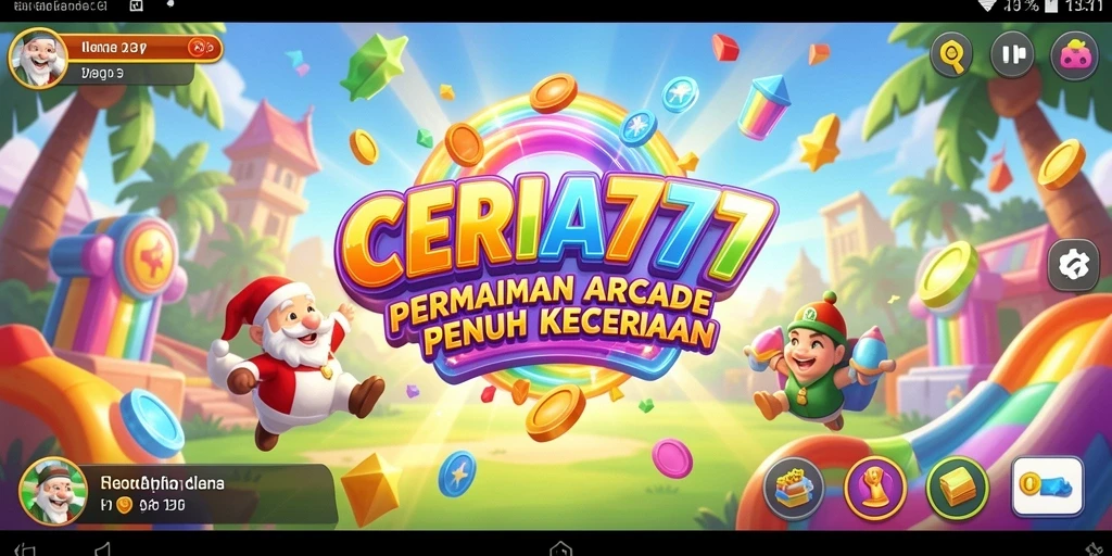 Screenshot utama CERIA777 menampilkan gameplay arcade yang seru dan penuh warna.