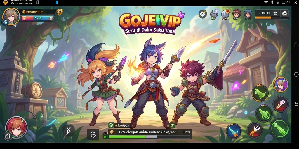 Tampilan gameplay seru dari GOJEKVIP dengan karakter Anime ikonik.
