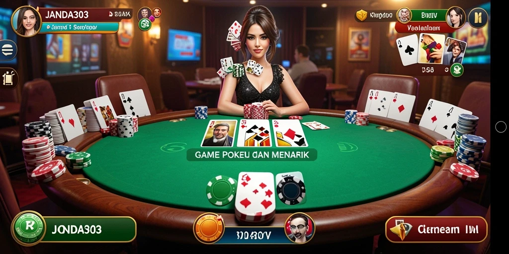 Screenshot gameplay JANDA303 menampilkan suasana poker yang seru.