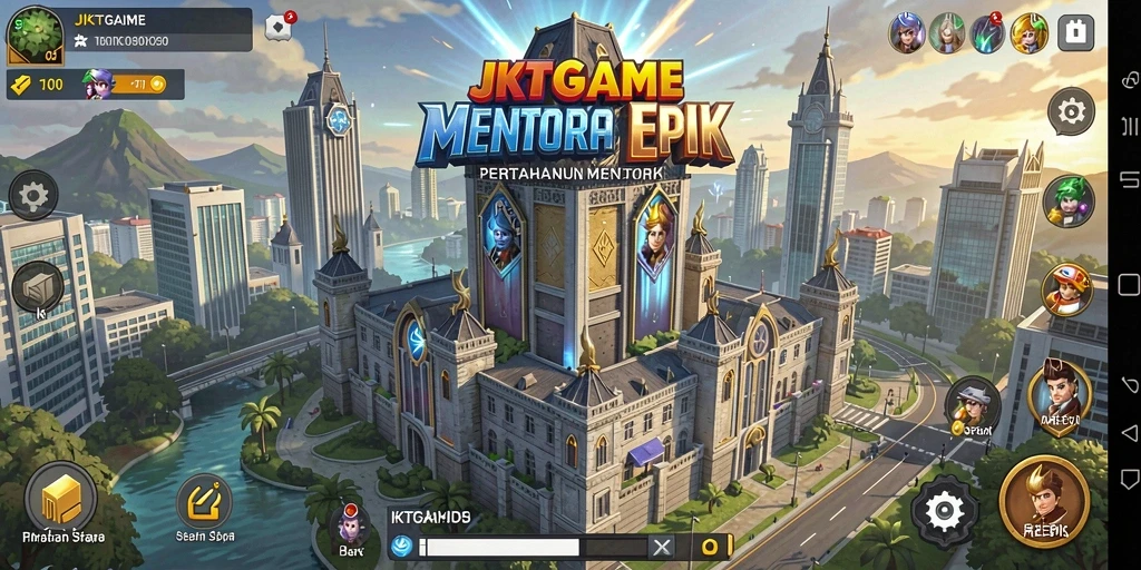 Tangkapan layar JKTGAME menampilkan aksi pertahanan menara yang intens.