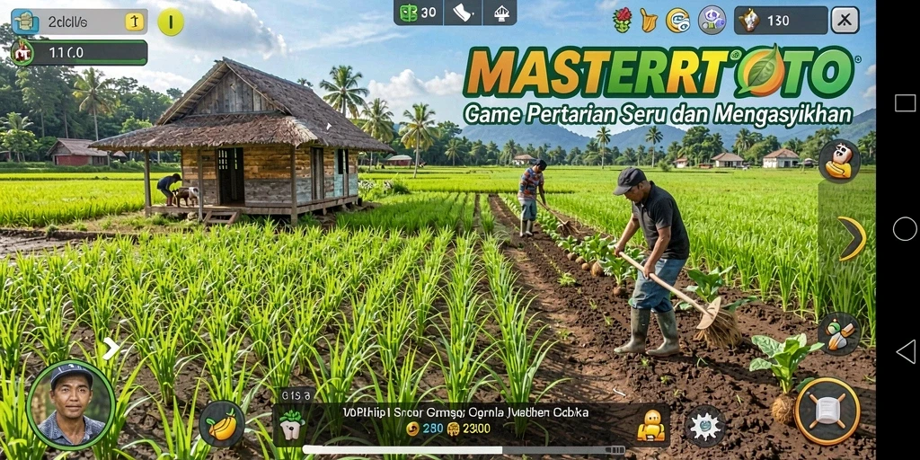 Tampilan gameplay MASTERTOTO yang menampilkan keseruan bertani.