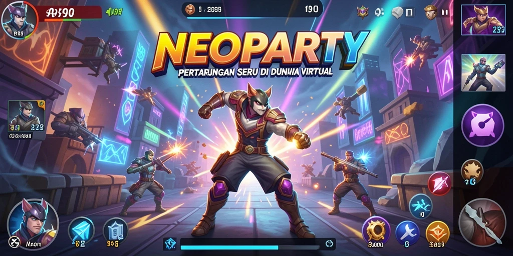 Gameplay seru dengan karakter bertarung di NEOPARTY.