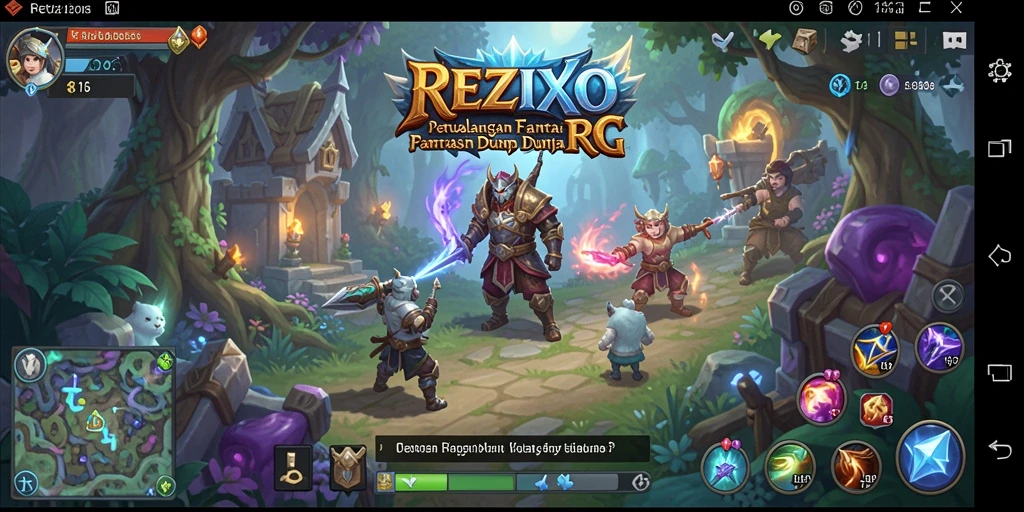 Tangkapan layar gameplay REZIXO menampilkan aksi seru dalam pertempuran RPG.