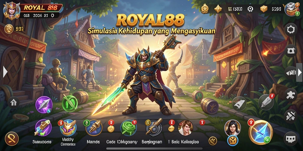 Screenshot gameplay <strong>ROYAL88</strong> yang menampilkan interaksi sosial dan kustomisasi karakter.