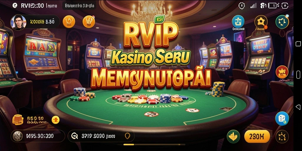 Tampilan gameplay menarik dari RVIP dengan meja Kasino dan pemain aktif.