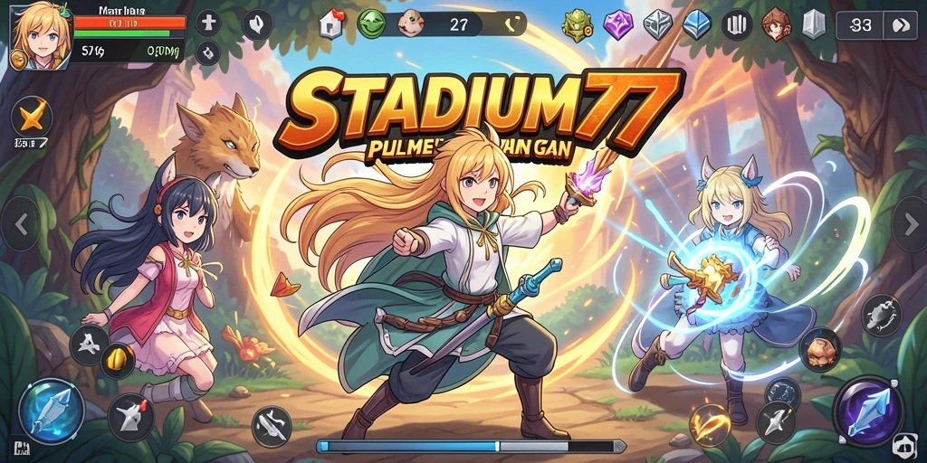 Tampilan menarik dari gameplay <strong>STADIUM77</strong> yang penuh aksi anime.
